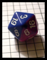 Dice : Dice - 20D - Chessex Half and Half Blue and Pink with White Numerals - Gen Con Oct 2010
